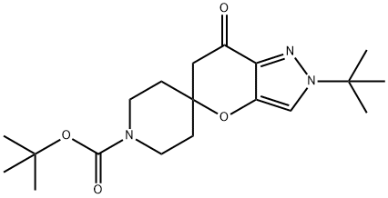 tert-butyl 2'-tert-butyl-7'-oxo-6',7'-dihydro-2'H-spiro[piperidine-4,5'-pyrano[3,2-c]pyrazole]-1-carboxylate Structure