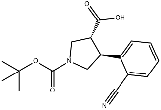 (3R,4S)-1-(tert-Butoxycarbonyl)-4-(2-cyanophenyl)pyrrolidine-3-carboxylic acid Structure