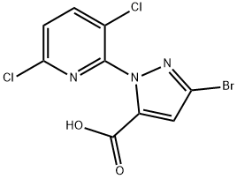 1H-Pyrazole-5-carboxylic acid, 3-bromo-1-(3,6-dichloro-2-pyridinyl)- Structure