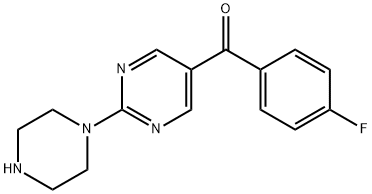 (4-fluorophenyl)(2-(piperazin-1-yl)pyrimidin-5-yl)methanone Structure