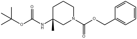 1-Piperidinecarboxylic acid, 3-[[(1,1-dimethylethoxy)carbonyl]amino]-3-methyl-, phenylmethyl ester, (3R)- Structure