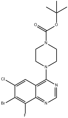 tert-butyl 4-(7-bromo-6-chloro-8-fluoroquinazolin-4-yl)piperazine-1-carboxylate Structure