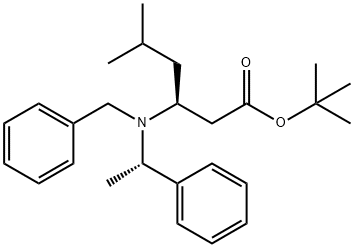 3-(S)-[Benzyl-(1-(S)-phenyl-ethyl)-amino]-5-methyl-hexanoic acid  tert-butyl ester Structure