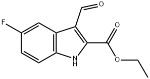 1H-Indole-2-carboxylic acid, 5-fluoro-3-formyl-, ethyl ester
 Structure