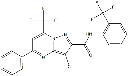 3-chloro-5-phenyl-7-(trifluoromethyl)-N-[2-(trifluoromethyl)phenyl]pyrazolo[1,5-a]pyrimidine-2-carboxamide Structure