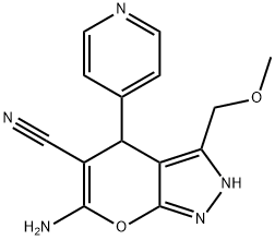 6-amino-3-(methoxymethyl)-4-(4-pyridinyl)-1,4-dihydropyrano[2,3-c]pyrazole-5-carbonitrile Structure