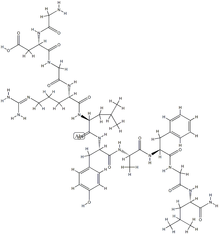 H-Gly-Asp-Gly-Arg-Leu-Tyr-Ala-Phe-Gly-Leu-NH2 Structure