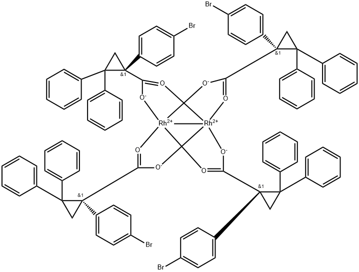 Tetrakis[(R)-(-)-[(1R)-1-(4-broMophenyl)-2,2-diphenylcyclopropanecarboxylato]dirhodiuM(II) Rh2(R-BTPCP)4 Structure