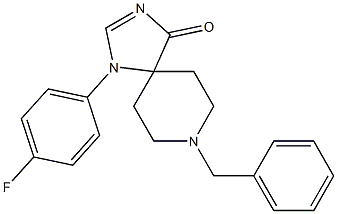 8-Benzyl-1-(4-fluoro-phenyl)-1,3,8-triaza-spiro[4.5]dec-2-en-4-one Structure