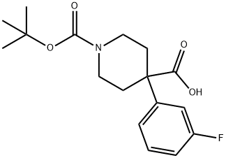 1-BOC-4-(3-FLUOROPHENYL)-4-PIPERIDINEDICARBOXYLIC ACID Structure