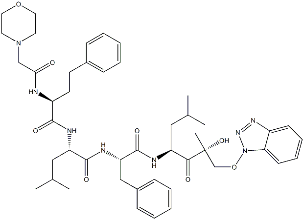 (S)-N-((S)-1-(((2R,4S)-1-((1H-Benzo[d][1,2,3]triazol-1-yl)oxy)-2-hydroxy-2,6-dimethyl-3-oxoheptan-4-yl)amino)-1-oxo-3-phenylpropan-2-yl)-4-methyl-2-((S)-2-(2-morpholinoacetamido)-4-phenylbutanamido)pentanamide Structure