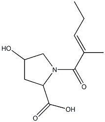 4-hydroxy-1-[(2E)-2-methylpent-2-enoyl]pyrrolidine-2-carboxylic acid Structure