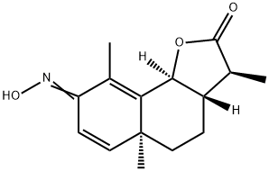 (3S)-8-Hydroxyimino-3aβ,4,5,5a,8,9bα-hexahydro-3β,5aα,9-trimethylnaphtho[1,2-b]furan-2(3H)-one Structure