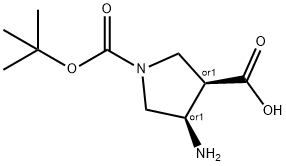 (3R,4R)-REL-4-AMINO-1-(TERT-BUTOXYCARBONYL)PYRROLIDINE-3-CARBOXYLIC ACID Structure