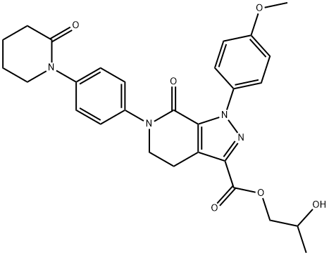 1H-Pyrazolo[3,4-c]pyridine-3-carboxylic acid, 4,5,6,7-tetrahydro-1-(4-methoxyphenyl)-7-oxo-6-[4-(2-oxo-1-piperidinyl)phenyl]-, 2-hydroxypropyl ester Structure