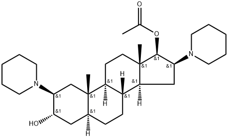 Androstane-3,17-diol, 2,16-di-1-piperidinyl-, 17-acetate, (2β,3α,5α,16β,17β)- Structure