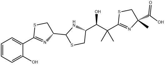 4-Thiazolecarboxylic acid, 2-[(2S)-2-[(4R)-2-[(4R)-4,5-dihydro-2-(2-hydroxyphenyl)-4-thiazolyl]-4-thiazolidinyl]-2-hydroxy-1,1-dimethylethyl]-4,5-dihydro-4-methyl-, (4S)- Structure