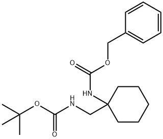 Carbamic acid, N-[1-[[[(1,1-dimethylethoxy)carbonyl]amino]methyl]cyclohexyl]-, phenylmethyl ester Structure