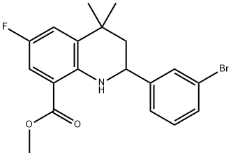 8-Quinolinecarboxylic acid, 2-(3-bromophenyl)-6-fluoro-1,2,3,4-tetrahydro-4,4-dimethyl-, methyl ester Structure