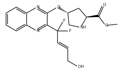 L-Proline, 4-[[3-[(2E)-1,1-difluoro-4-hydroxy-2-buten-1-yl]-2-quinoxalinyl]oxy]-, methyl ester, (4R)- Structure