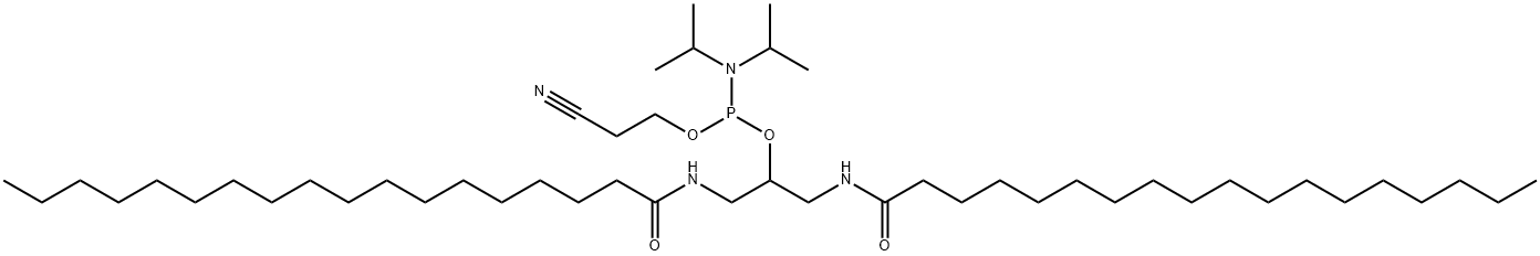 Phosphoramidous acid, N,N-bis(1-methylethyl)-, 2-cyanoethyl 2-[(1-oxooctadecyl)amino]-1-[[(1-oxooctadecyl)amino]methyl]ethyl ester Structure