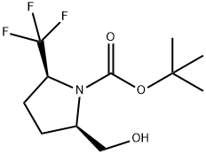 1-Pyrrolidinecarboxylic acid, 2-(hydroxymethyl)-5-(trifluoromethyl)-, 1,1-dimethylethyl ester, (2R,5S)- Structure