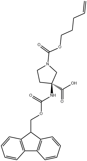 1,3-Pyrrolidinedicarboxylic acid, 3-[[(9H-fluoren-9-ylmethoxy)carbonyl]amino]-, 1-(4-penten-1-yl) ester, (3S)- Structure