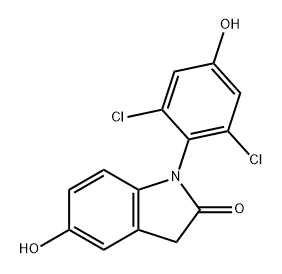 2H-Indol-2-one, 1-(2,6-dichloro-4-hydroxyphenyl)-1,3-dihydro-5-hydroxy- Structure