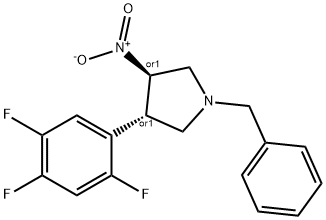 rel-(3R,4S)-3-Nitro-1-(phenylmethyl)-4-(2,4,5-trifluorophenyl)pyrrolidine Structure