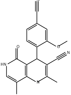 1,6-Naphthyridine-3-carbonitrile, 4-(4-cyano-2-methoxyphenyl)-1,4,5,6-tetrahydro-2,8-dimethyl-5-oxo- Structure