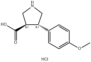 3-Pyrrolidinecarboxylic acid, 4-(4-methoxyphenyl)-, hydrochloride (1:1), (3R,4S)- Structure