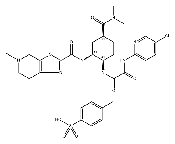 Ethanediamide, N1-(5-chloro-2-pyridinyl)-N2-[(1R,2R,4S)-4-[(dimethylamino)carbonyl]-2-[[(4,5,6,7-tetrahydro-5-methylthiazolo[5,4-c]pyridin-2-yl)carbonyl]amino]cyclohexyl]-, compd. with 4-methylbenzenesulfonate (1:1) Structure