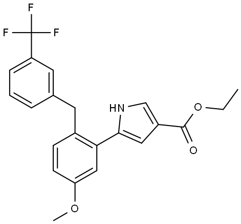 ethyl 5-(5-methoxy-2-(3-(trifluoromethyl)benzyl)phenyl)-1H-pyrrole-3-carboxylate Structure