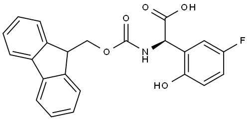 (R)-2-((((9H-fluoren-9-yl)methoxy)carbonyl)amino)-2-(5-fluoro-2-hydroxyphenyl)acetic acid Structure