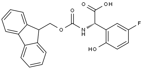 (S)-2-((((9H-fluoren-9-yl)methoxy)carbonyl)amino)-2-(5-fluoro-2-hydroxyphenyl)acetic acid Structure