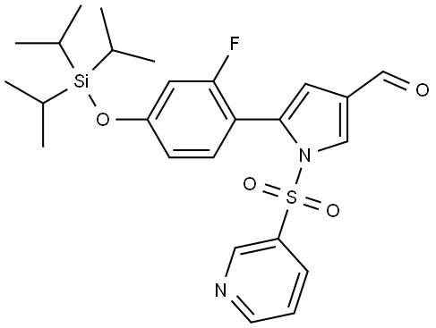 5-(2-fluoro-4-((triisopropylsilyl)oxy)phenyl)-1-(pyridin-3-ylsulfonyl)-1H-pyrrole-3-carbaldehyde Structure