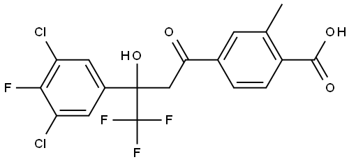 Benzoic acid, 4-[3-(3,5-dichloro-4-fluorophenyl)-4,4,4-trifluoro-3-hydroxy-1-oxobutyl]-2-methyl- Structure