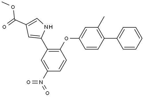 methyl 5-(2-((2-methyl-[1,1'-biphenyl]-4-yl)oxy)-5-nitrophenyl)-1H-pyrrole-3-carboxylate Structure