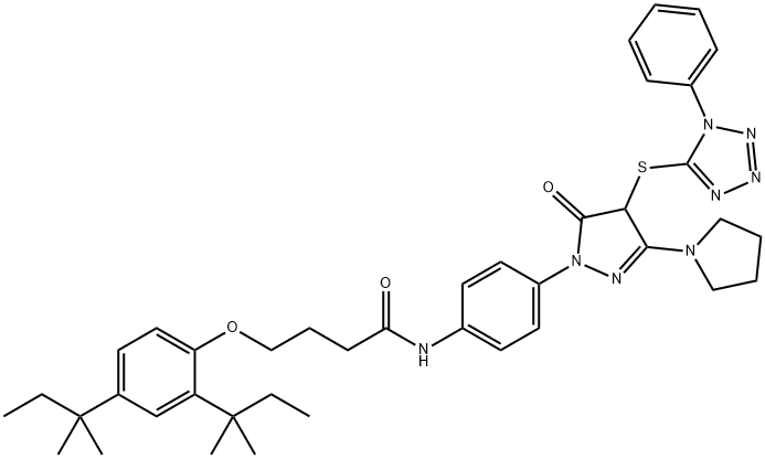 1-[4-[4-(2,4-DI-TERT-PENTYLPHENOXY)-BUTYRAMIDO]-PHENYL]3-PYRROLIDINO-4-(1-PHENYL-TETRAZOL-5-YL)-THIO-PYRAZOLIN-5-ONE Structure