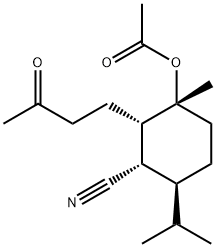 (1S,2S,3R,6S)-3-ACETOXY-3-METHYL-6-(1-METHYLETHYL)-2-(3-OXOBUTYL) CYCLOHEXANENITRILE Structure