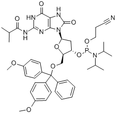 5'-O-(4,4'-DIMETHOXYTRITYL)-N2-ISOBUTYRYL-8-OXO-2'-DEOXYGUANOSINE, 3'-[(2-CYANOETHYL)-(N,N-DIISOPROPYL)]PHOSPHORAMIDITE Structure