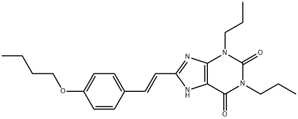 (E)-8-(2-(4-Butoxyphenyl)ethenyl)-1,3-dipropyl-3,7-dihydro-1H-purine-2 ,6-dione Structure