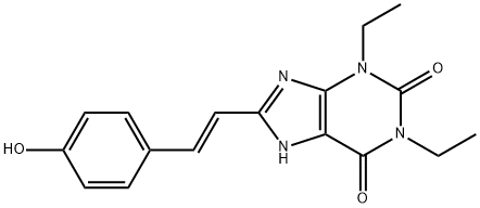 1H-Purine-2,6-dione, 3,7-dihydro-1,3-diethyl-8-(2-(4-hydroxyphenyl)eth enyl)-, (E)- Structure