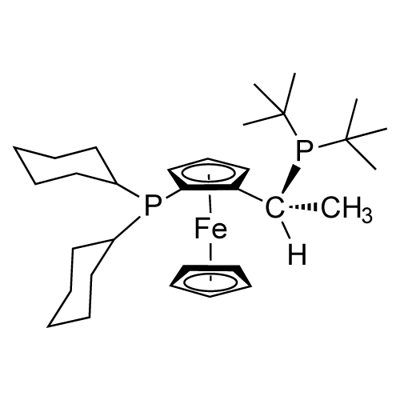 (R)-(-)-1-[(S)-2-(DICYCLOHEXYLPHOSPHINO)FERROCENYL]ETHYLDI-T-BUTYLPHOSPHINE Structure