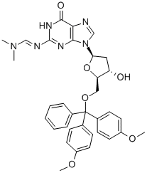 5'-O-(DIMETHOXYTRITYL)-N2-(DIMETHYLAMINOMETHYLIDENE)-3'-DEOXYGUANOSINE Structure