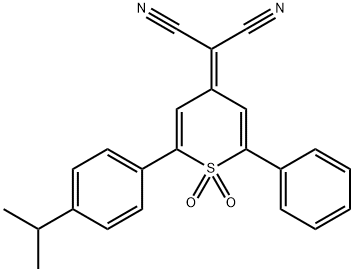 Propanedinitrile, 2-[2-[4-(1-methylethyl)phenyl]-1,1-dioxido-6-phenyl-4H-thiopyran-4-ylidene]- Structure