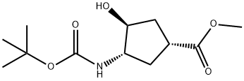 (1S,2S,4R)-N-BOC-1-AMINO-2-HYDROXYCYCLOPENTANE-4-CARBOXYLIC ACID METHYL ESTER Structure