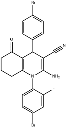 2-amino-1-(4-bromo-2-fluorophenyl)-4-(4-bromophenyl)-5-oxo-1,4,5,6,7,8-hexahydro-3-quinolinecarbonitrile Structure