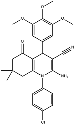 2-amino-1-(4-chlorophenyl)-7,7-dimethyl-5-oxo-4-(3,4,5-trimethoxyphenyl)-1,4,5,6,7,8-hexahydro-3-quinolinecarbonitrile Structure