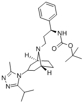 ((S)-3-[3-(3-ISOPROPYL-5-METHYL-[1,2,4]TRIAZOL-4-YL)-8-AZA-BICYCLO[3.2.1]OCT-8-YL]-1-PHENYL-PROPYL)-CARBAMIC ACID TERT-BUTYL ESTER Structure